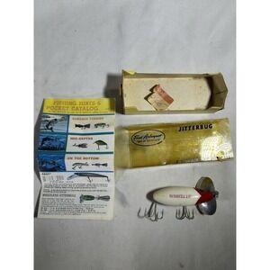 Vintage Fred Arbogast Jitterbug Fishing Lure With Box And Advertising Insert